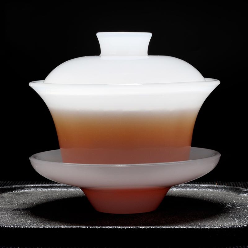 160 Ml Gaiwan Witte Jade Porselein Thee Kom Met Deksel Schotel Set Kantoor Theeceremonie Drinkware Verjaardag Collectie: Default Title