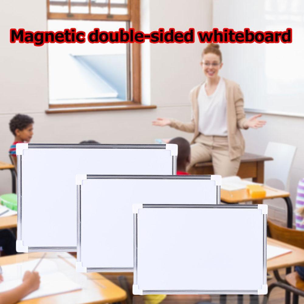 Double Side Magnetic Whiteboard Office School Dry Erase Writing Magnets Buttons Board Pen Z2G4