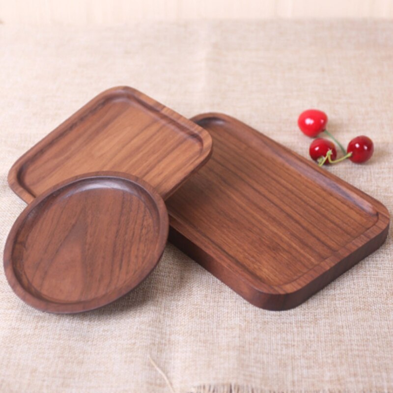 Rectangle Black Walnut Wood Pan Plate Fruit Dishes Saucer Tea Tray Dessert Dinner Bread Wood Plate