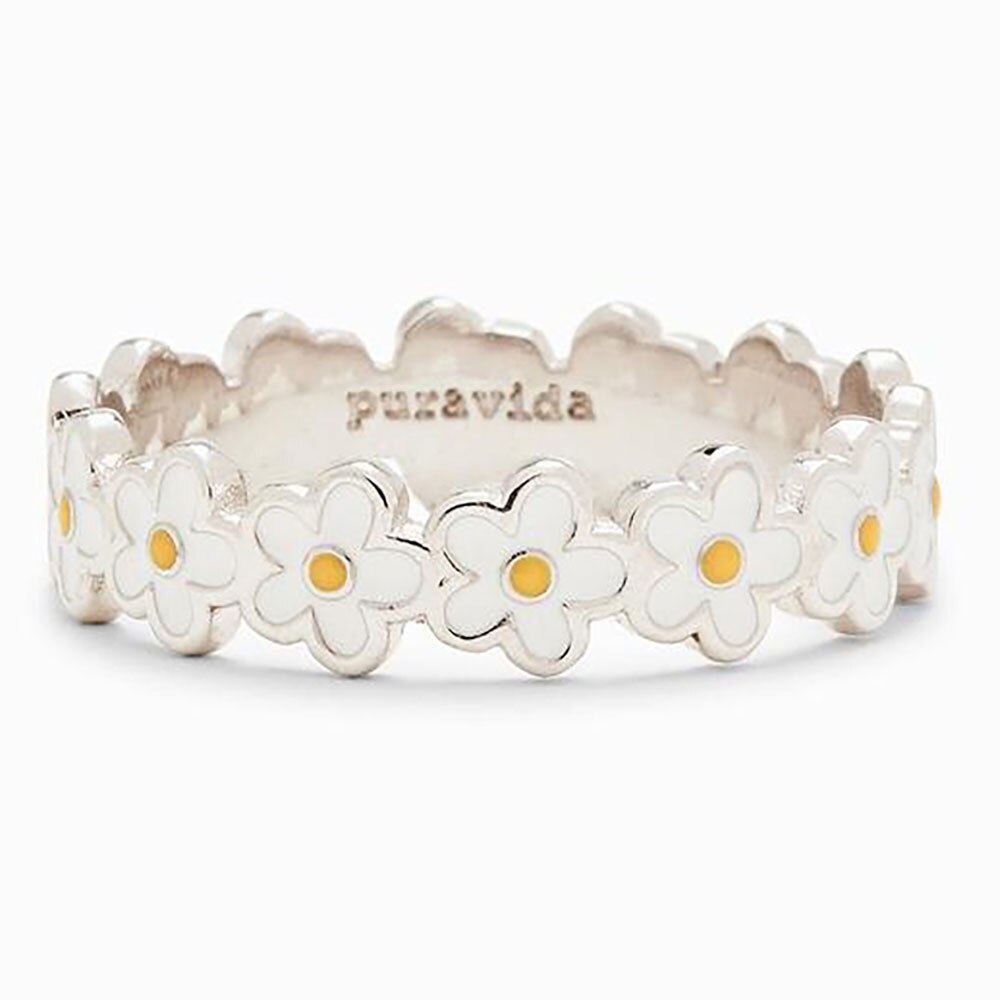 Pequeños y románticos anillos de epoxi con margaritas y flores para mujer, Bohemia, anillo de compromiso para novia, amor, para esposa: 10 / Silver flower ring