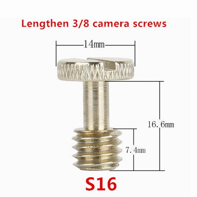 3 uds SLR, tornillo de placa rápida de 1/4 pulgadas con extensión de cabezal, 3/8 trípode, tornillo de cámara corta, conjunto para 1/4 y 3/8 tornillos de cámara: S16