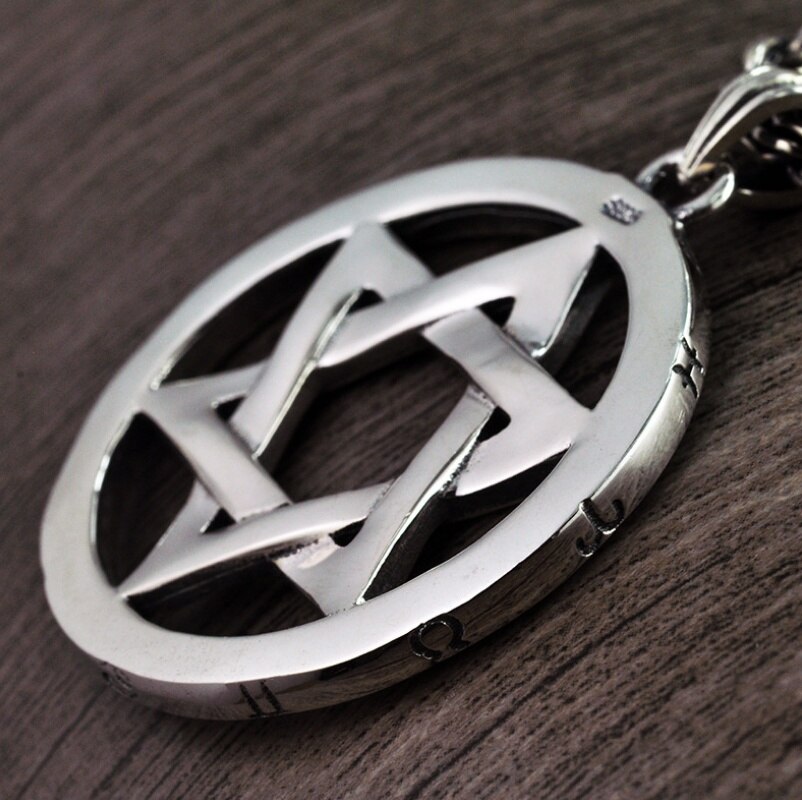 Puur Zilver Originele Sterling 925 Thai Zilveren Hexagram Paar Hanger Vintage Solid Silver Saint S925 Sieraden