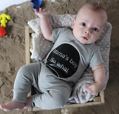 Neugeborene Jungen Mutter knapp Gedruckt Schwarz/Grau Strampler Gesamt Gesamt Outfits Kleidung 0-18M