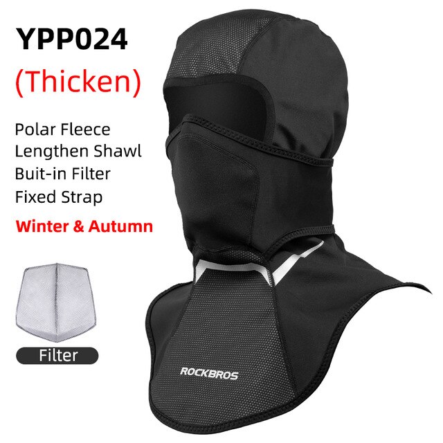 ROCKBROS-mascarilla de ciclismo para hombre y mujer, pasamontañas cálido a prueba de viento, máscara de lana de doble capa para motocicleta y Scooter, Invierno: YPP024