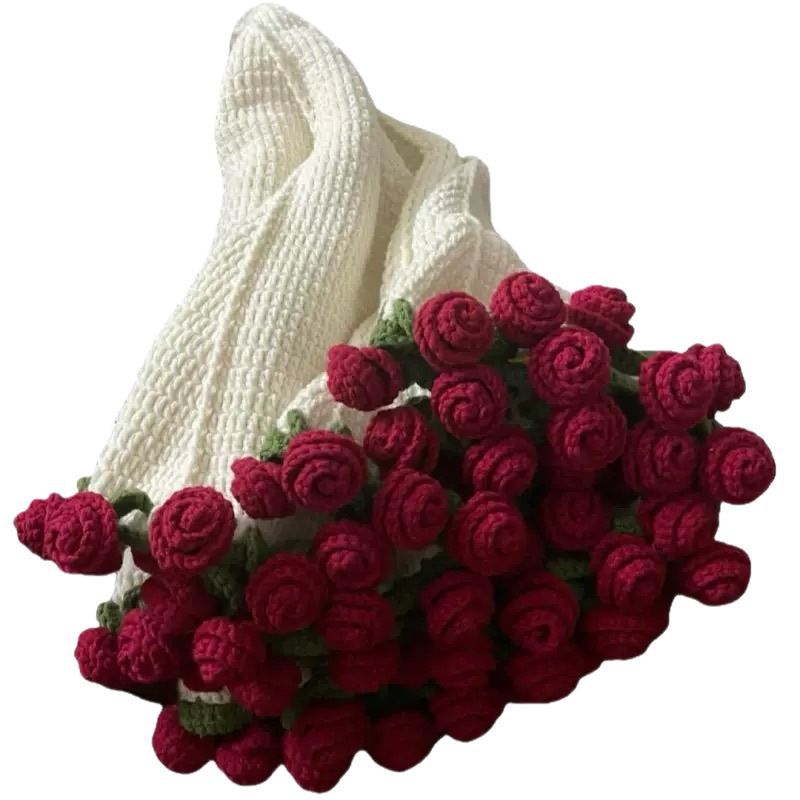 Hand-woven DIY Rose Bouquet Blanket Material Package Wool Crochet Tool Set Creativity Romantic Handmade