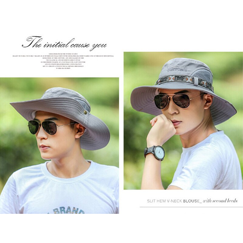 Summer Fishing Hat Man Women Wide Breathable Mesh Fishing Cap Beach Hats Sun Men's Outdoors UV Protection Shade Hat