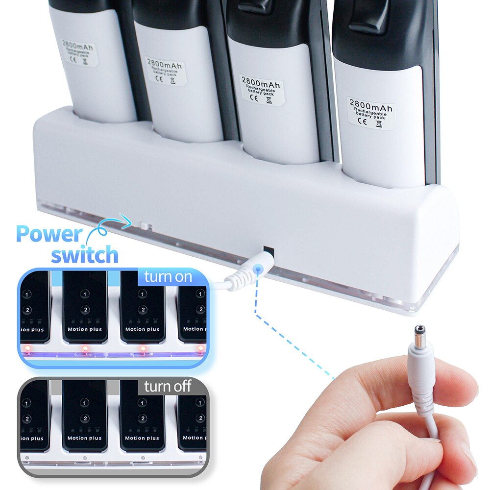 OSTENT Wit Dock Station Charger + 4 Batterij Packs voor Nintendo Wii Remote Controller