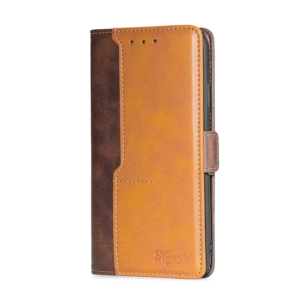 Lommebokdeksel til xiaomi poco  x3 nfc telefonveske poco  x3 nfc 6.67 tommers skinnkortspor magnetdeksel poco  x3 nfc fundas: Brun