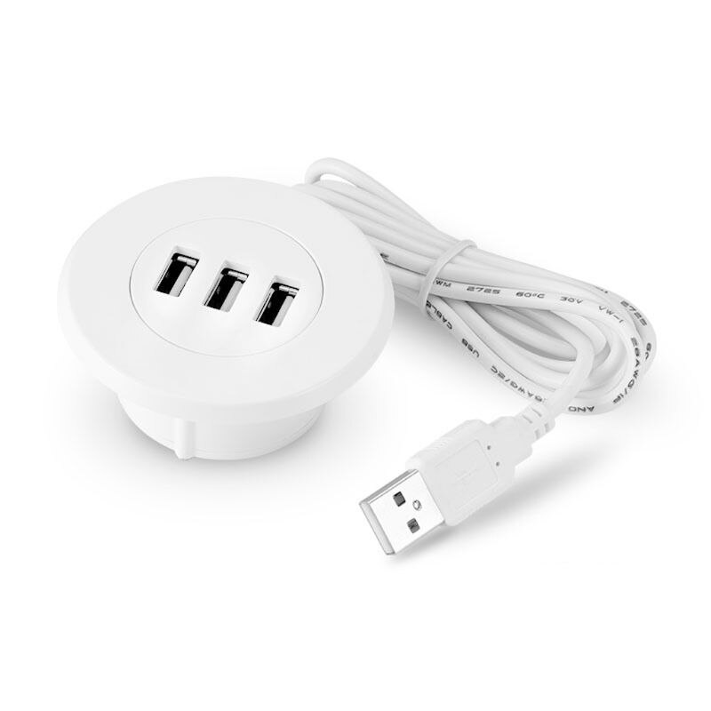 Agujero de ojal de 5cm para montaje en escritorio, Hub DE 3 puertos USB 2,0 para ordenador portátil, PC: W