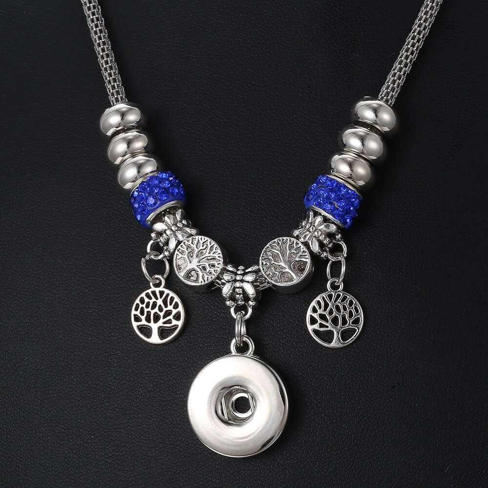 Snap Jewelry 18mm Snap Buttons Necklace Jewelry Handmade Beaded Tree of Life Snap Pendant Necklace for Women Valentine's Day