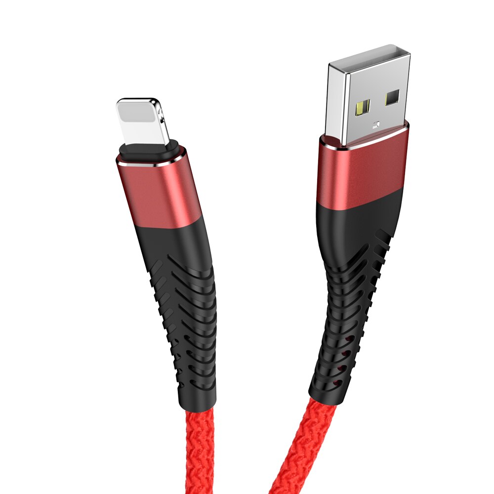 1m 2m 3m usb oplader kabel dataledning til apple iphone 7 8 plus 10 11 pro x xs max 5 6 s 5s 6s hurtig opladning oprindelse lang telefonledning: Rød / 2m