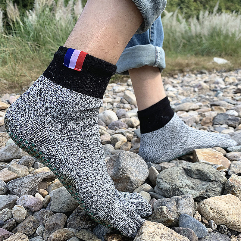 HPPE 5 Level Anti-cut Socks Outdoor Beach Wear-resistant Silicone High-strength Toe Socks Protection Anti-stab Five-finger Socks