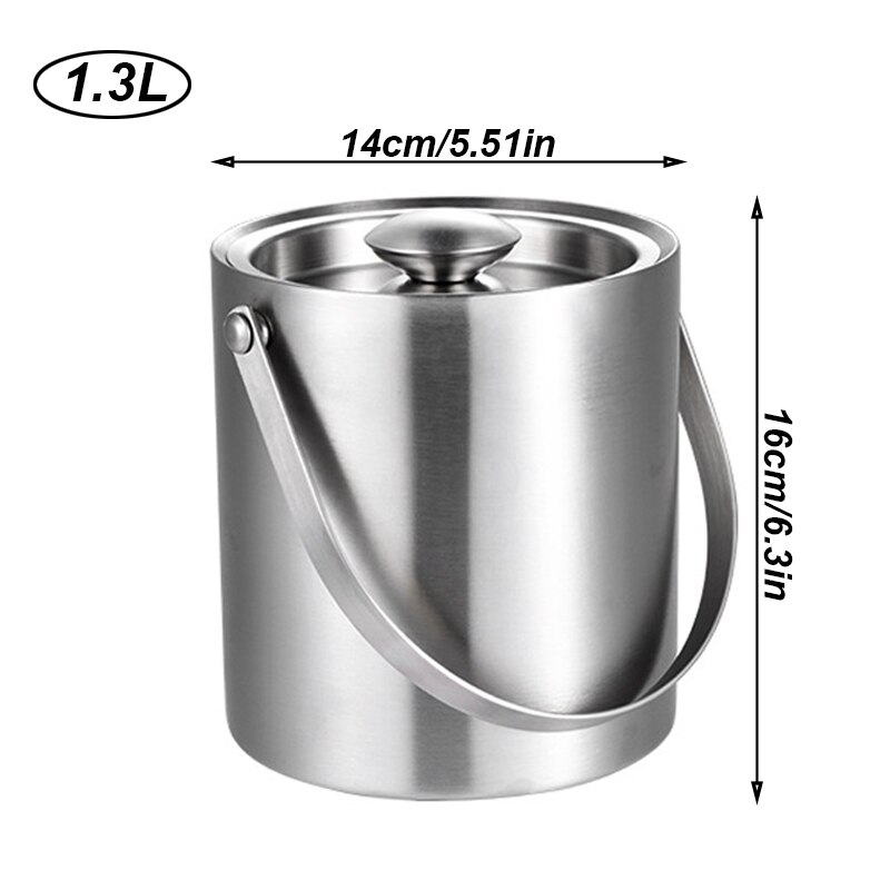UNTIOR Stainless Steel Bar Ice Bucket Two Handles Champagne Bucket Wine Bucket Spit Wine Barrel Container Ktv Club Bar Supplies: With Lid
