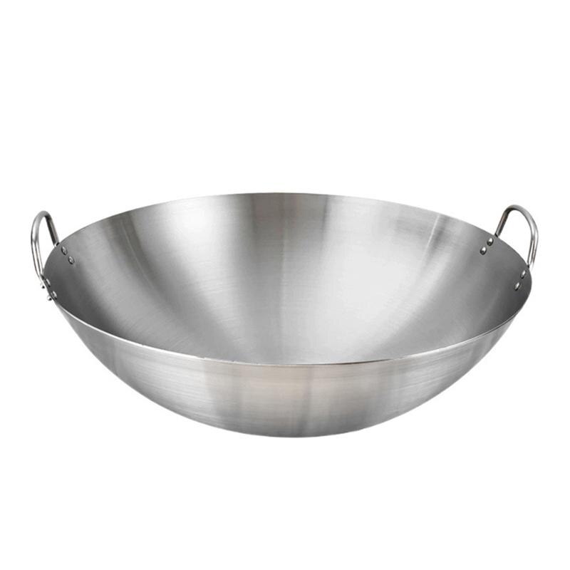 Stainless Steel Wok Round Bottom Wok Large Fry Pan Large Capacity Saute Pan: 28x28cm