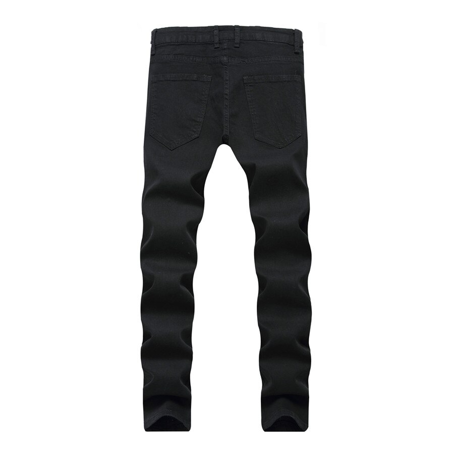 Vomint Black Ripped Jeans Met Borduurwerk Mannen Met Bloemen Rose Geborduurde Mannen Denim Jeans Stretch Skinny Jeans Broek
