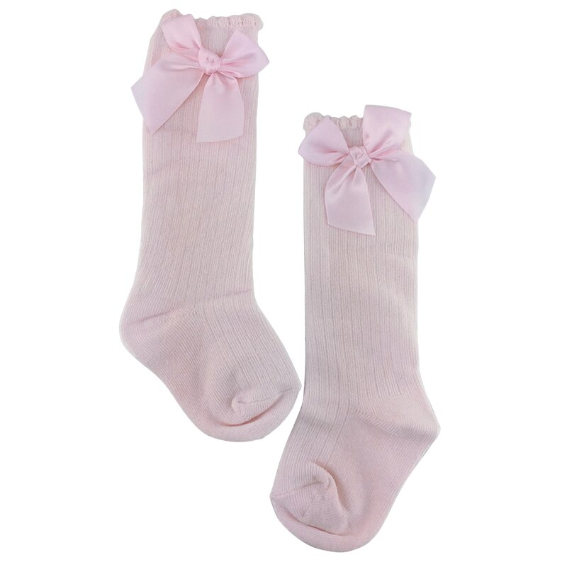 Meisjes Kind Sokken Lint Boog Katoen Zachte Half Meisjes Sok Baby peuter Prinses Mooie Knie Sokken Kids Sokken Katoen 0 Tot 6 T: Pink / 12m