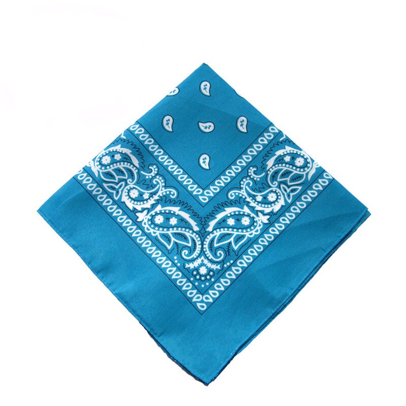 Women Cotton Bandana Scarf Square Female Bandanas 55cm*55cm Headwear Rock Girls Head Scarf Headbands Hair Accessories: Lake blue