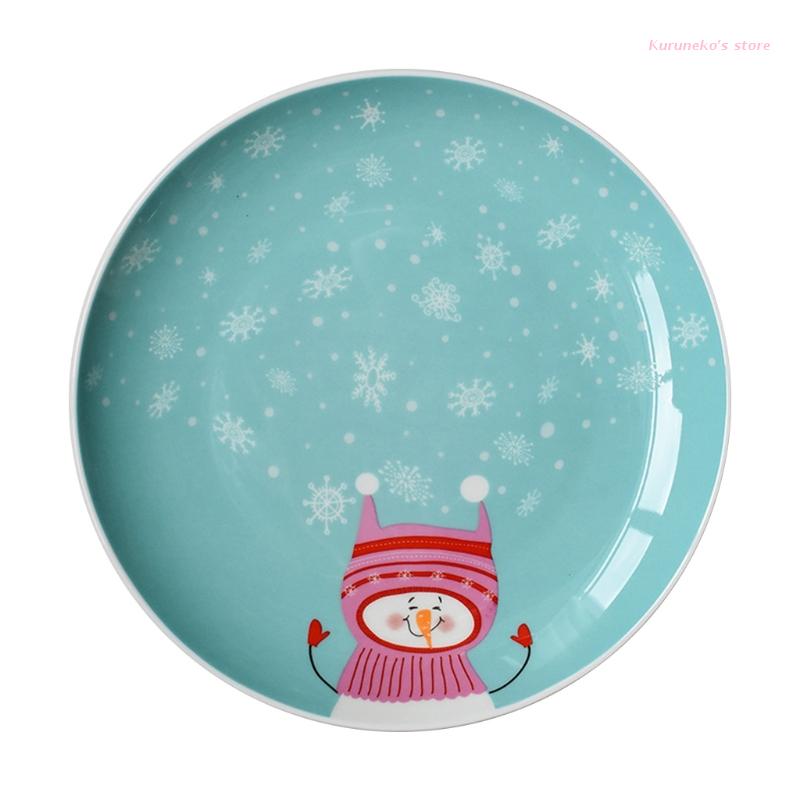 Christmas Style Porcelain Material Dinner Plate Snack Dessert Dinnerwares Appetizers Dish Perfect for Housewarming: snowman