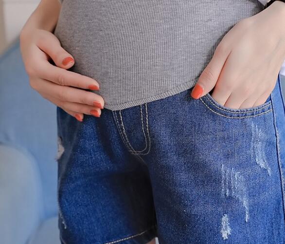 Short de maternité en coton pour femmes enceintes, pantalon en lin, soins du ventre, en Denim, fin, grande taille m-xxl, été