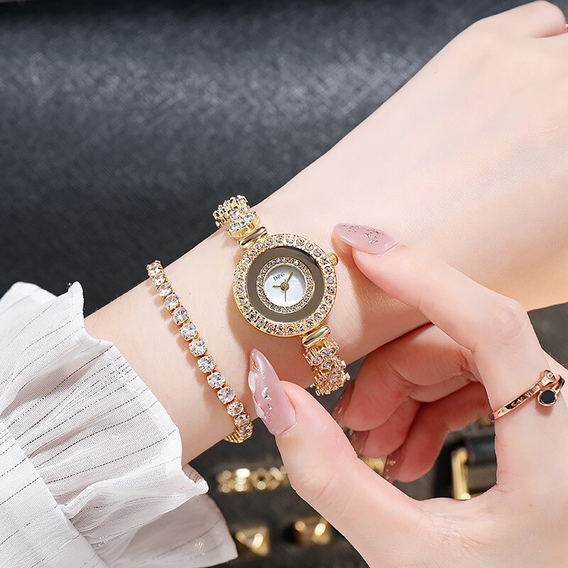 Mode Vrouwen Horloge Met Diamanten Horloge Dames Top Luxe Dames Casual Vrouwen Armband Crystal Horloges Relogio Feminino