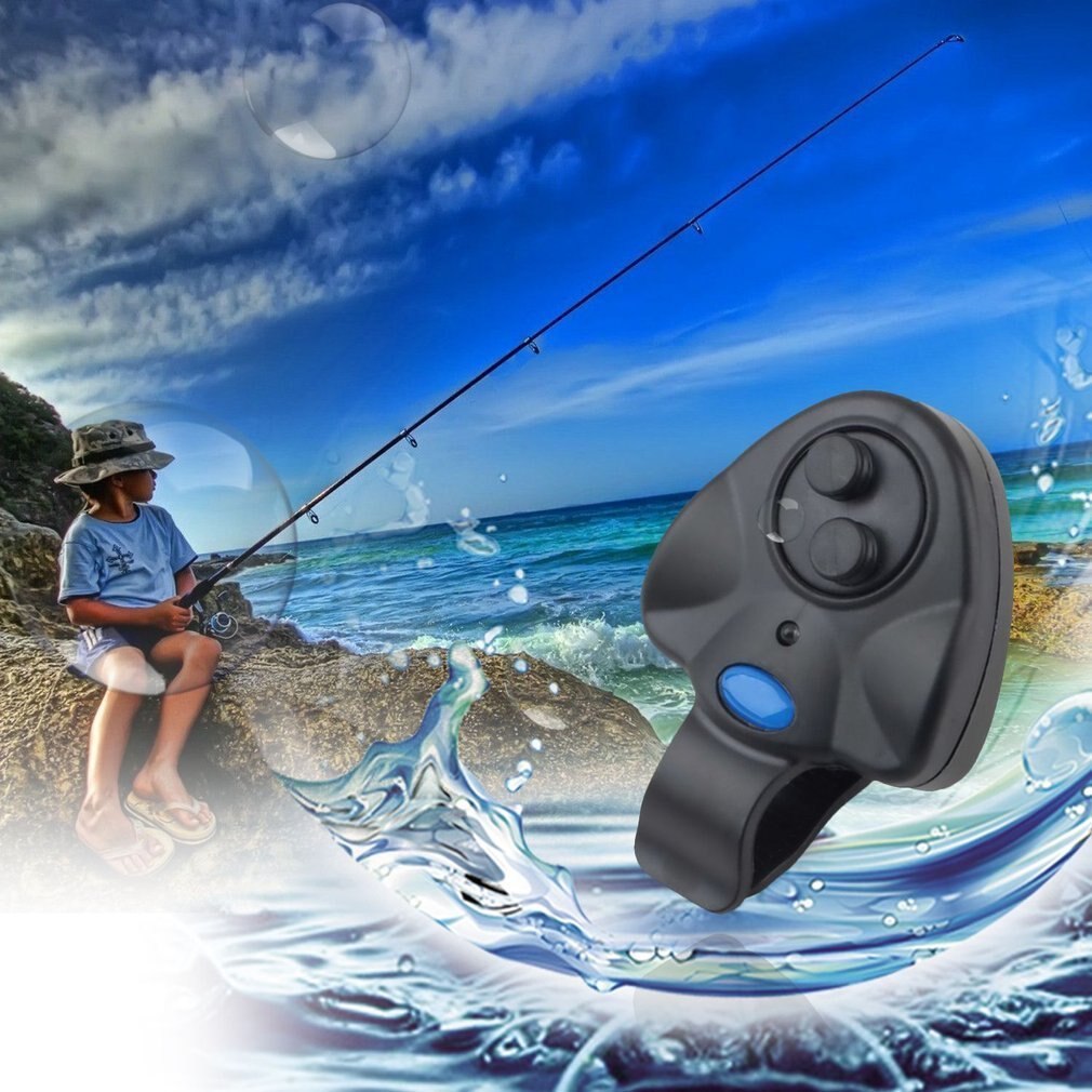 Mini Universele Elektronische Fish Bite Sound Alarm Led Light Alert Bell Hengel Clip-On Abs Fish Bite Alarm zwart: Default Title