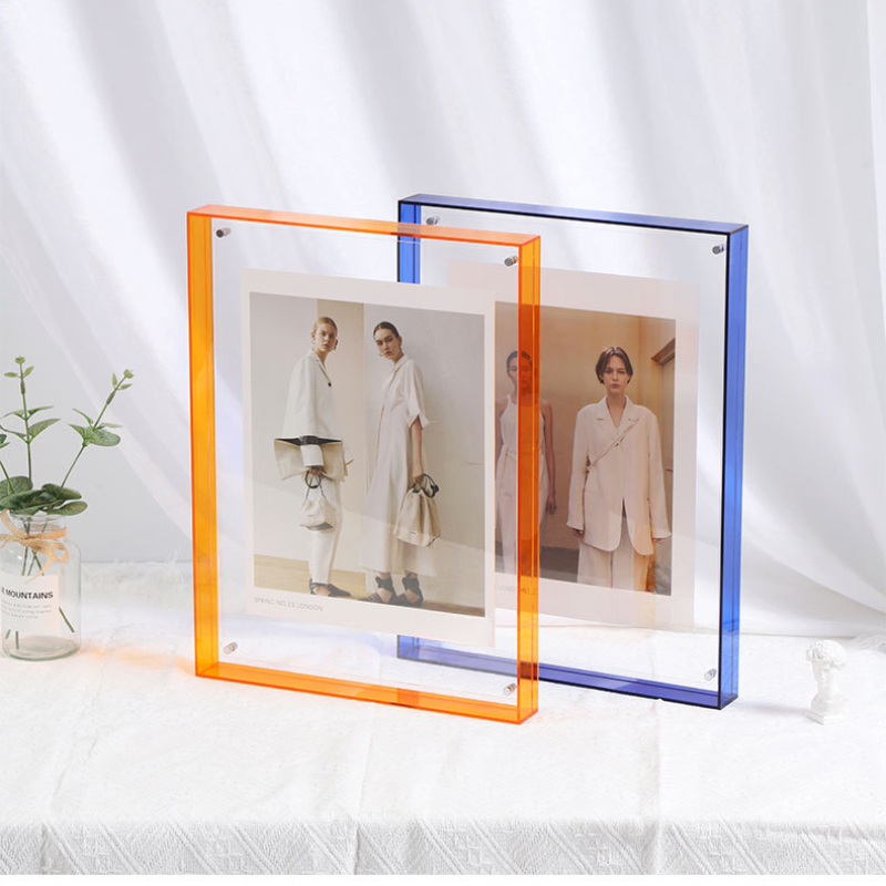 Marco de fotos acrílico de estilo lujoso ligero, marco de fotos de colores transparente DIY, montaje de carteles, decoración colgante de pared para dormitorio