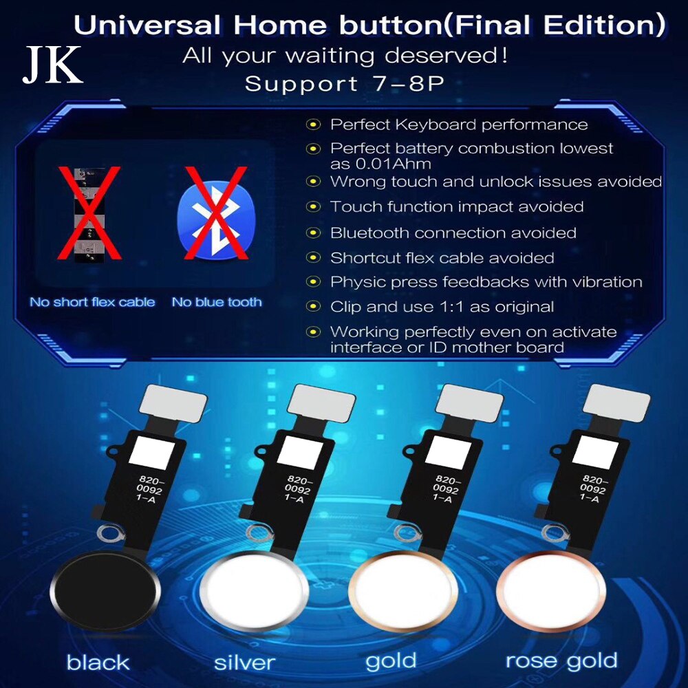 Universele homeknop voor iphone 7 8 7 plus 8 plus flexkabel herstel normale homeknop retourfuncties
