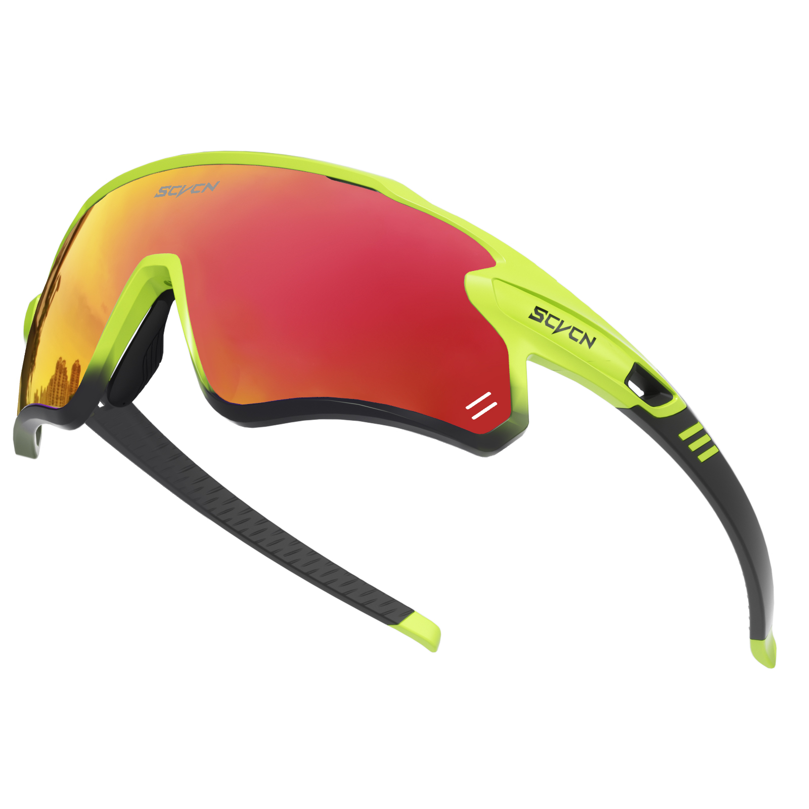 Scvcn cykelsolglasögon cykelglasögon sportcykel herrglasögon utomhus mtb väg löpning solglasögon  uv400 skyddsglasögon: Silver- / Röd