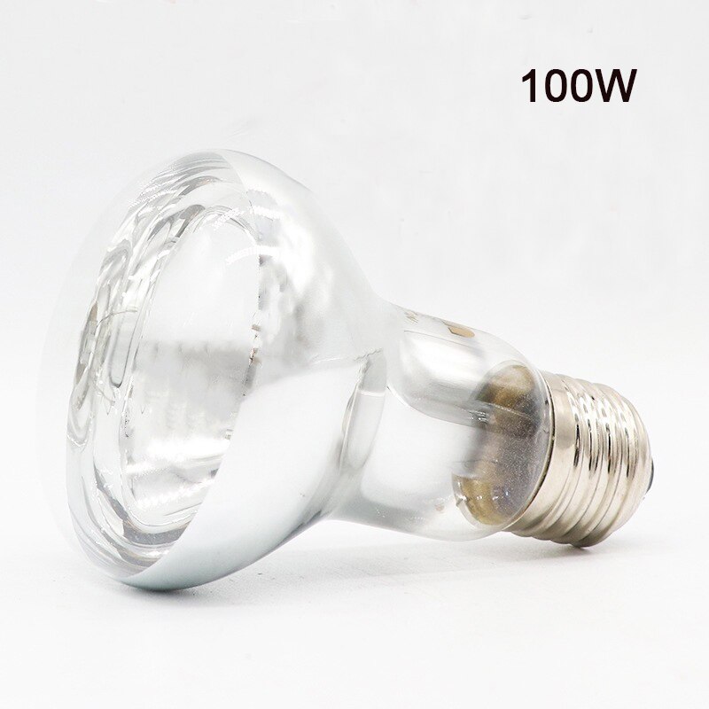 Lámpara calefactora para reptiles, luz roja cálida de noche, aislamiento térmico para lagartos, tortugas, iluminación de animales: Transparent-100W