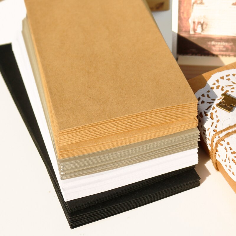 12sets Retro Kraft Paper Envelope Classical Party Invitation Envelope with Thank you Stickers Mix Color DIY Craft Bag