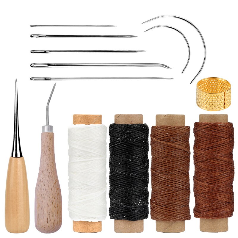 LMDZ-Kit de costura de cuero, punzón de costura de hilo encerado para cuero dedal, herramientas de trabajo Para Zapatero, reparación de lona: Type 4