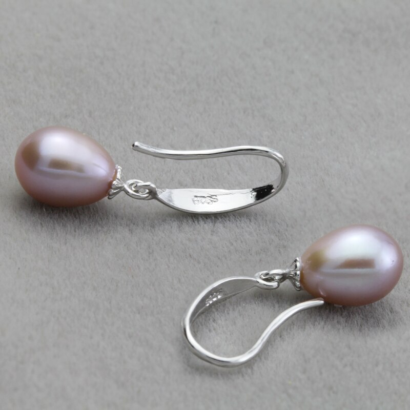 Real de água doce cinza pérola brincos para as mulheres, casamento 925 prata esterlina jóias preto natural pérola brinco presente aniversário da menina: purple pearl earring