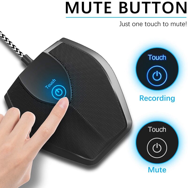 USB Conference Omnidirectional Microphone Contact Control Desktop Microphone for Computer Studio Microphone Laptop Mic