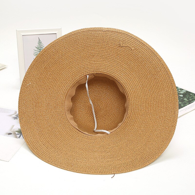 Sombrero de Paja de verano con lazo de concha marina, sombreros de boda Bohemia para mujer, accesorios de , sombreros ZH082