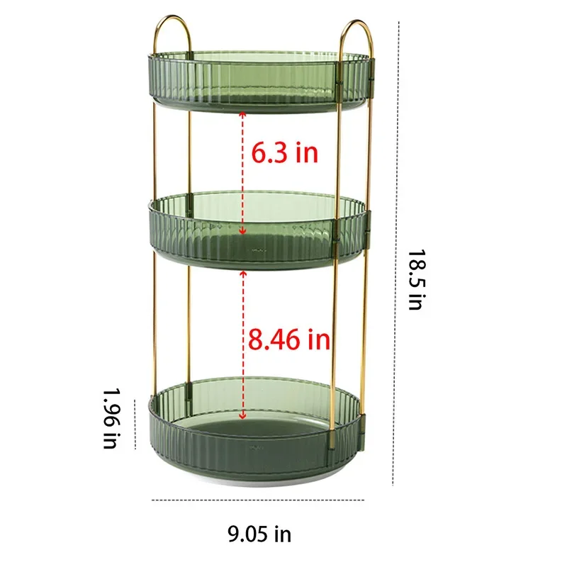 Rotating Makeup Organizer for Vanity 3 Tier Skincare Organizers Large Storage Bathroom Countertop Clear Cosmetic Holder Dresser