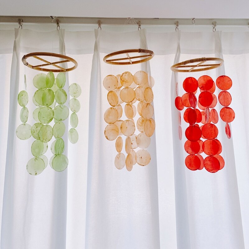 Carillón de viento de concha de estilo nórdico para decoración de la habitación del hogar, campanilla colgante de pared, juguetes para niños, sonajero móvil en la cuna, creativos