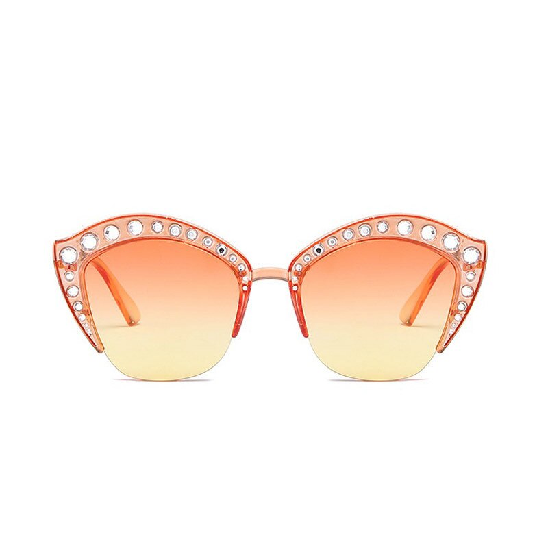 Merkki kissansilmä vaaleanpunaiset aurinkolasit naisen varjostimet peili naispuolinen tekojalokivi aurinkolasit naisten pinnoitteelle gafas  uv400: D399 oranssi keltainen