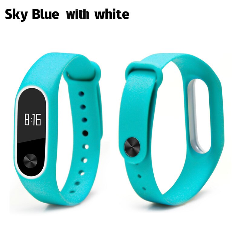 Correa BOORUI de silicona mi Band 2, doble color, reemplazo de correa mi band2, Correa inteligente para xiaomi mi2: Sky blue with white