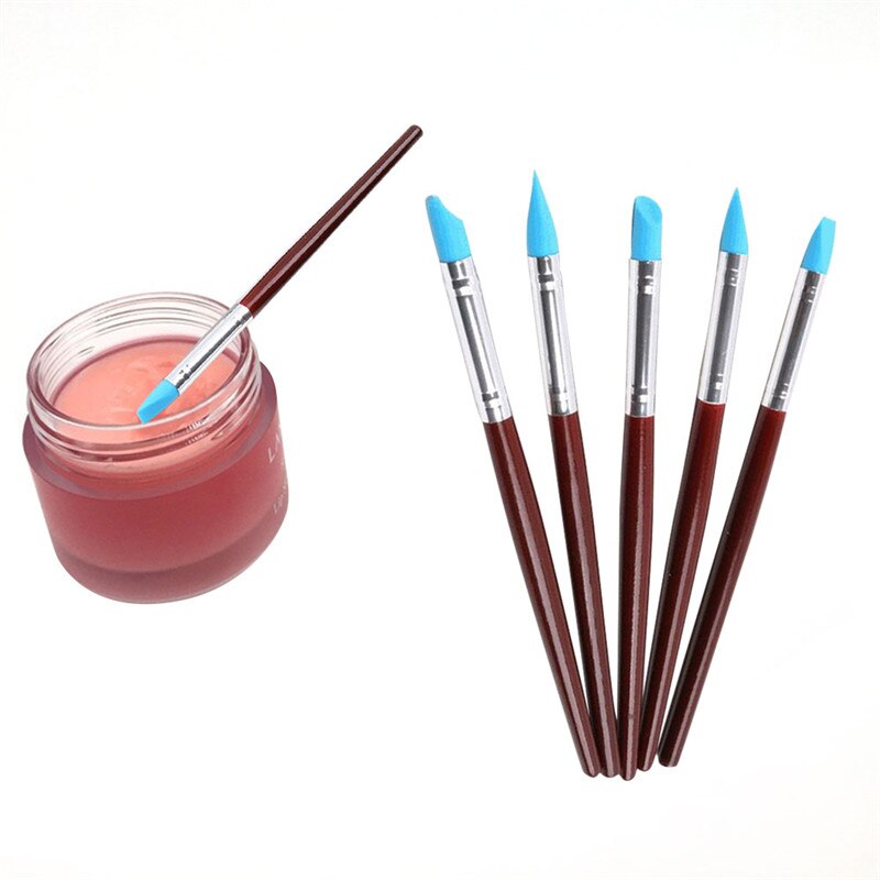 5 Pcs Dental Resin Borstel Pennen Dental Vormgeven Silicone Lijm Composiet Cement Porselein Tanden Tandarts Gereedschap Tandheelkunde Lab Tool