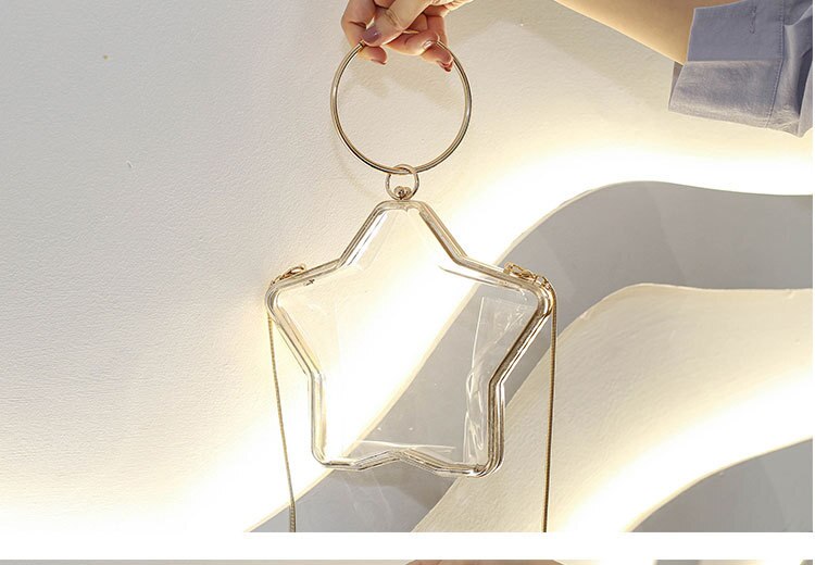 BELLA JOY-bolso transparente con estrellas para mujer, bolsa de cena para vestido,