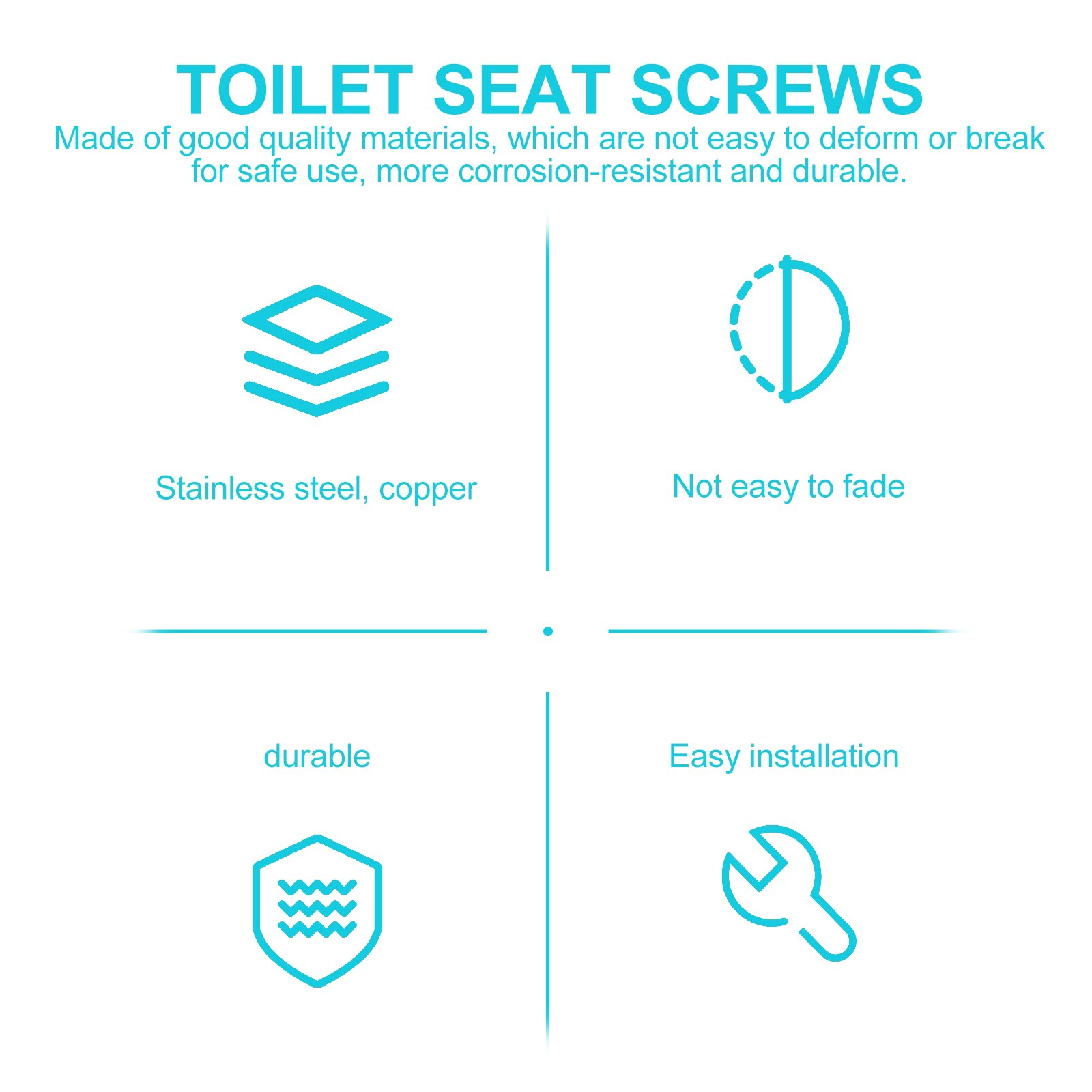 2pcs Toilet Seat Fixing Bolts Toilet Seat Fixing Screws Parts Metal Fixing Screw