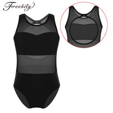 Børn piger krop ballet trikot ballerina fest ærmeløs mesh splejseudskæring ryg pige ballet dans gymnastik trikot jumpsuit