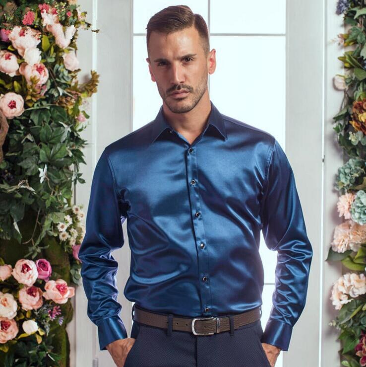 Heren Shirts Big Size Mannen Zeer Goede Lange Mouw Fluwelen Zijde Shirt Herfst Winter Mannen Warm Cultiveren Iemands moraal Shirt