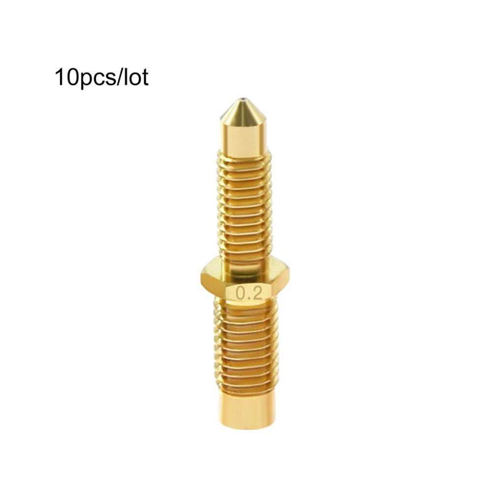 10 Uds V6 boquilla de garganta integrada de latón extrusor cabezal de impresión M6 rosca completa 0,2mm/0,4mm/0,8mm piezas de impresora 3D