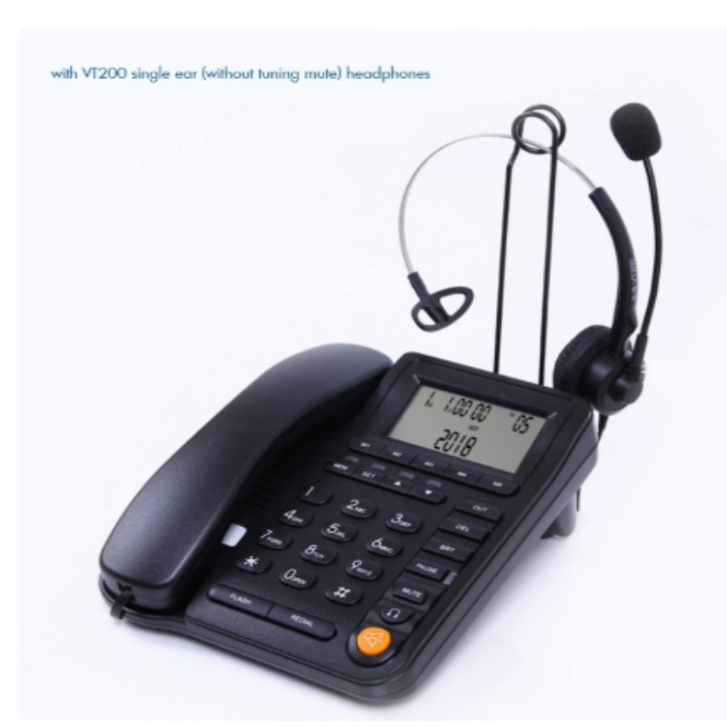 Call Center Vaste Telefoon Met Caller Id Ontvanger En Mono Headset Ruisonderdrukkende Microfoon Home Office Vaste Telefoon