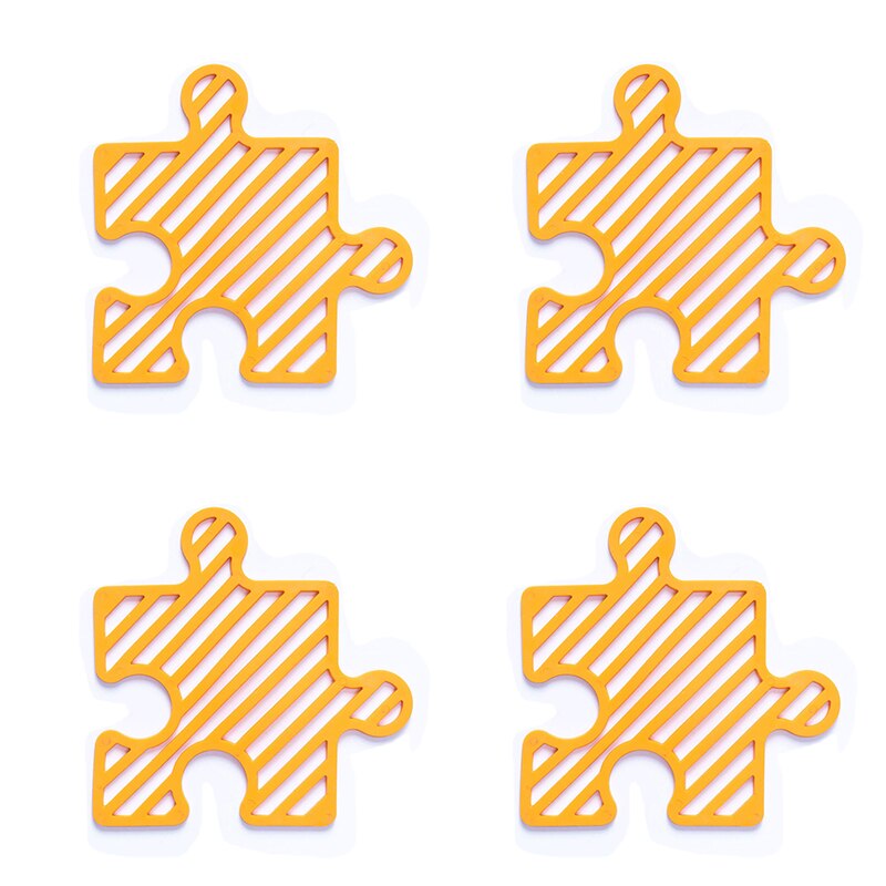 Puzzel Creatieve Siliconen Coaster,4-Kleur Diy Splic Antislip Hittebestendig -Schoon Leuke Placemat, home Kitchen Bar Tafel Matten.: Coaster D