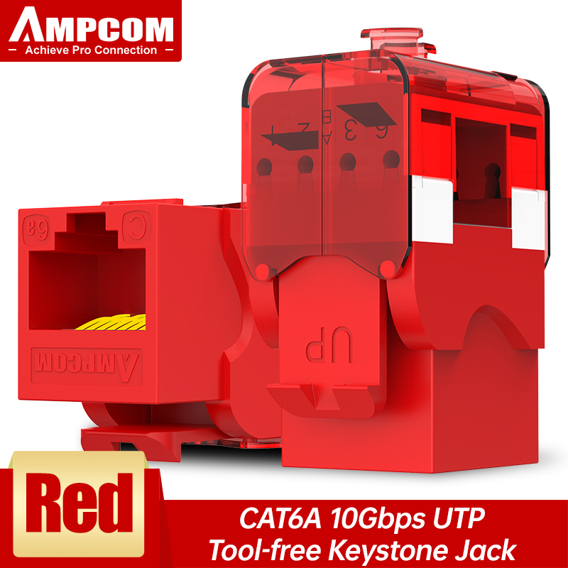 AMPCOM cat 6 tool free RJ45 Keystone Jack, CAT6a Cat6 Tool-Less RJ45 UTP Keystone Jack, No Punch-Down Tool Module Coupler: Silver / 0.6m