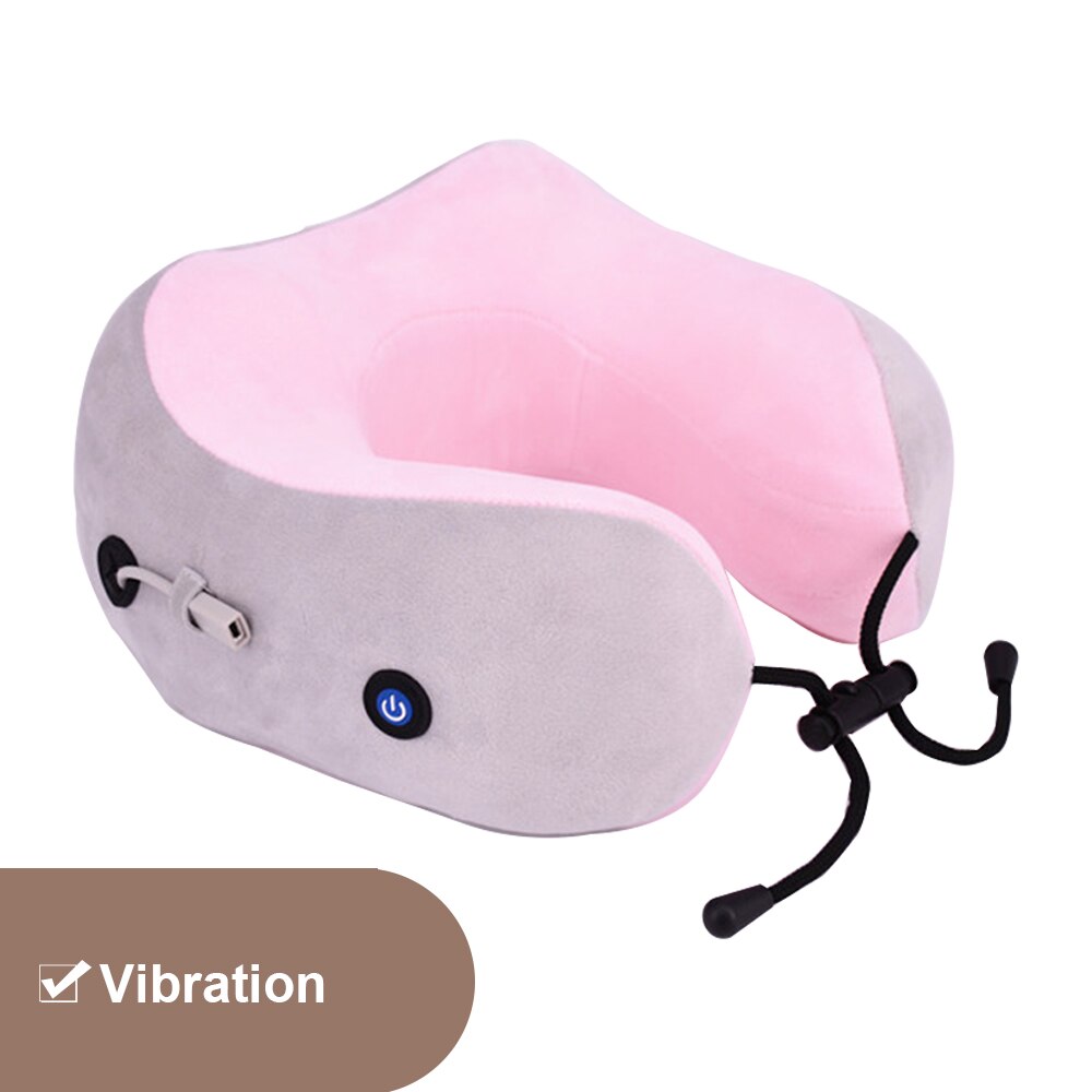 Elektrische Nek Massager Draagbare Massage Kussen Thuis Auto Schouder Relax Pijnbestrijding Fysiotherapie Verwarming Gezondheidszorg Tool: Pink Vibration