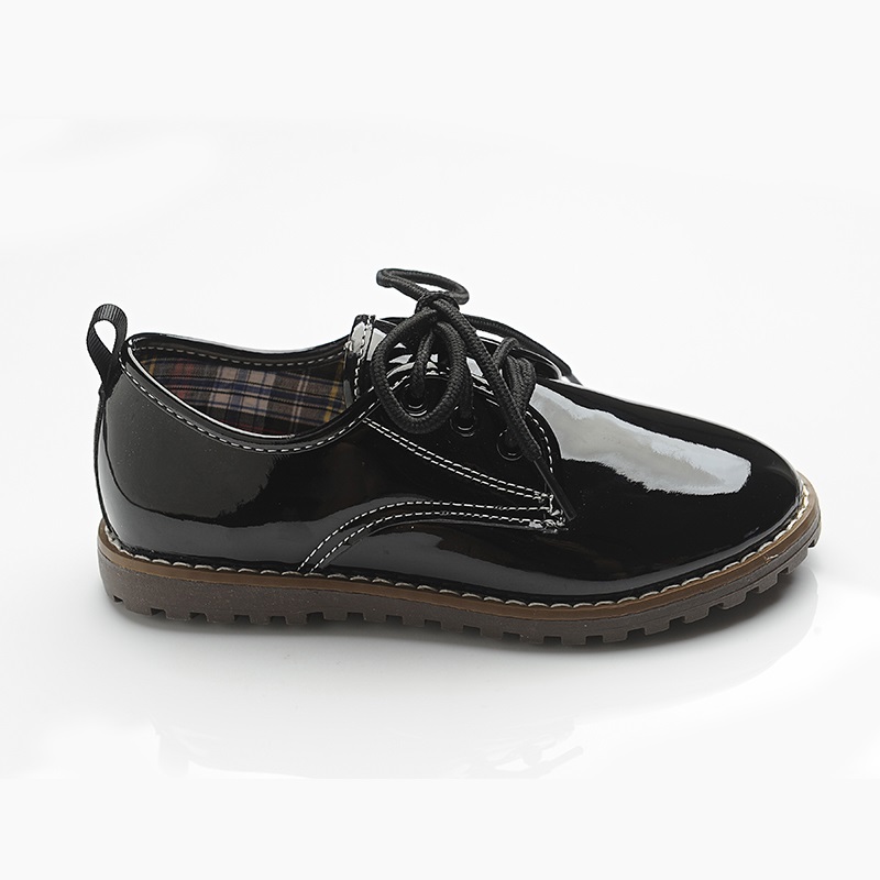 Children Black Formal Leather Weddings Boys Shoes Grandado
