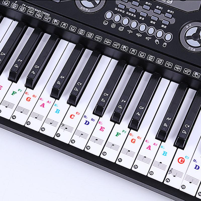 Autocollants de Piano de couleur pour 49/61/76/88 clavier clé couleur Piano lettre Notes autocollants clavier main rouleau Piano clavier